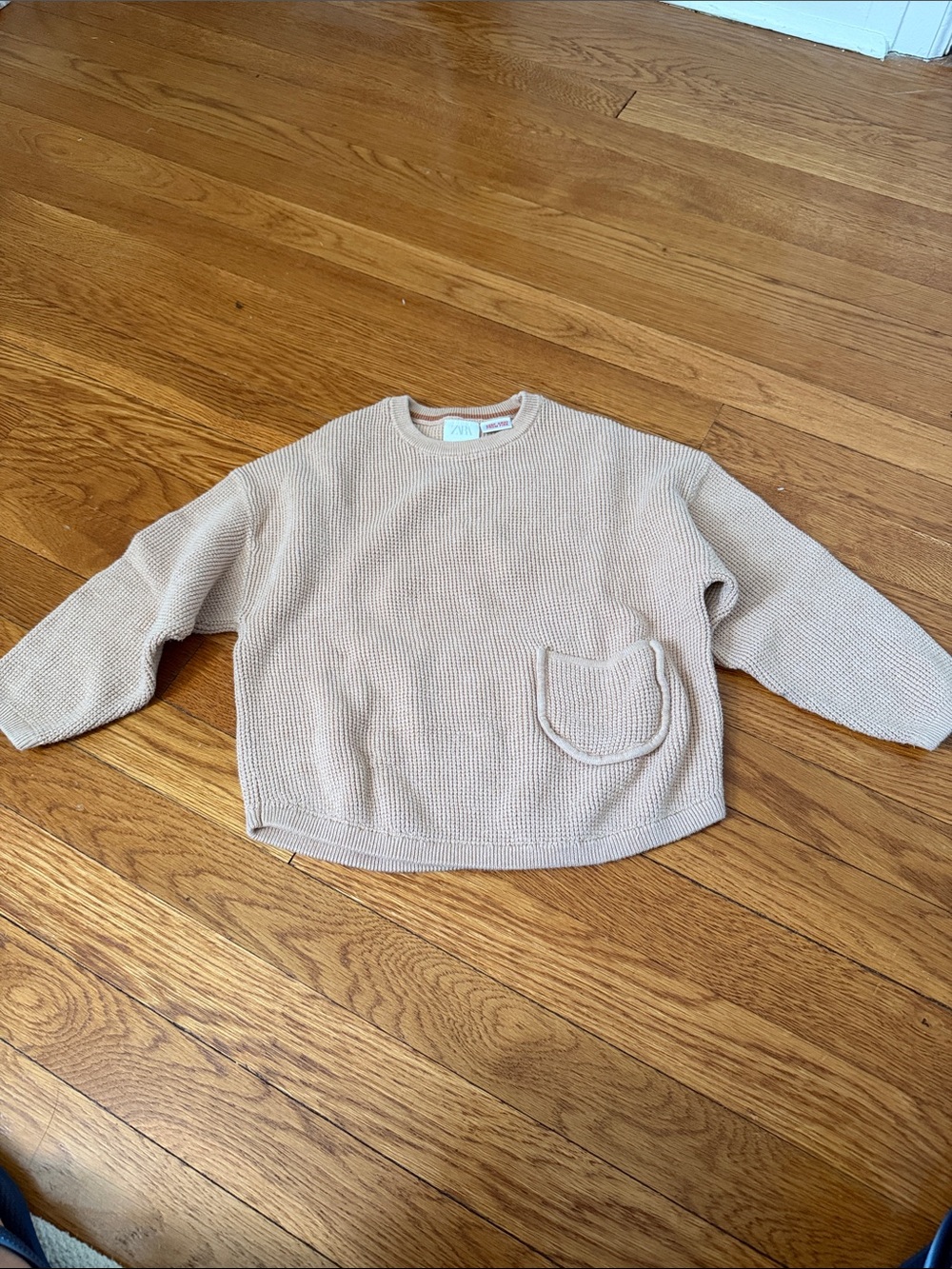 Zara salmon Knit Kids Sweater with Pocket